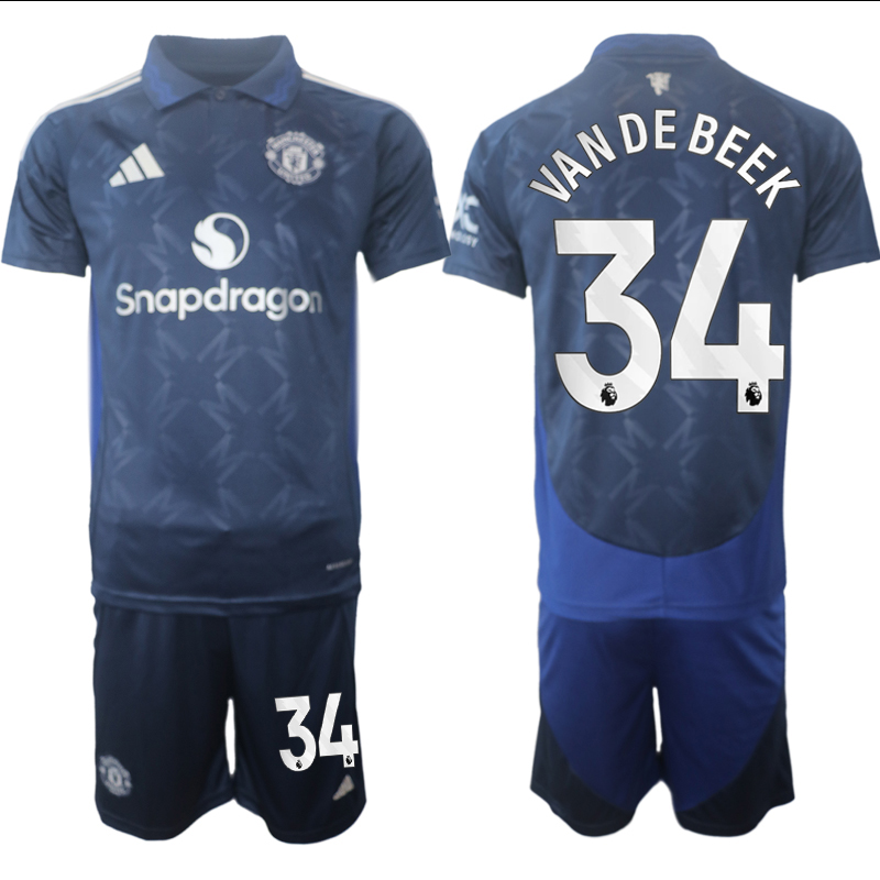 Men 2024-2025 Club Manchester United away blue #34 Soccer Jersey